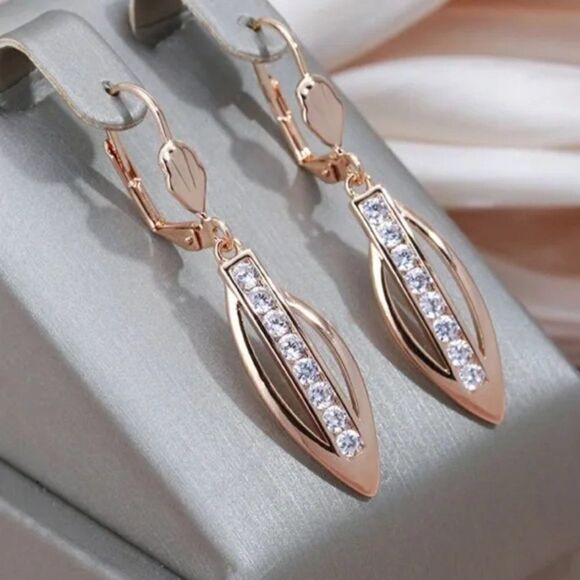 ⭐️ Unique Retro Long Zircon Tear Drop Earrings - Picture 1 of 9